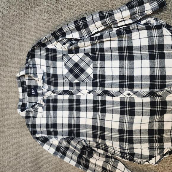 Aerie Button Up Shirt Women's Blue White Long Sleeve Plaid Size XL - Picture 6 of 10